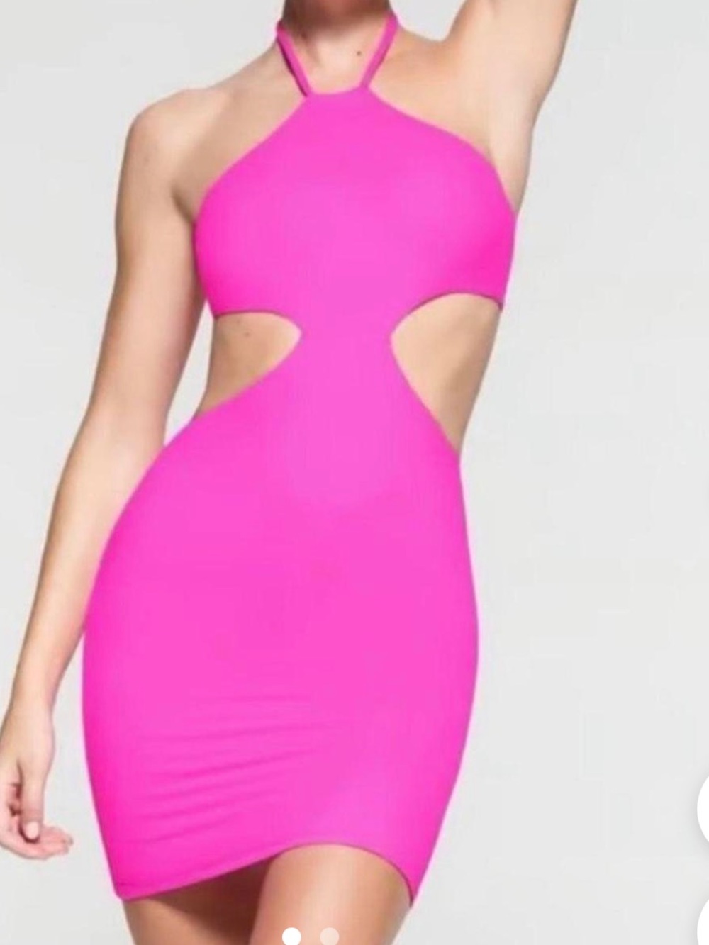 SKIMS Hot Pink Cutout Halter Mini Dress